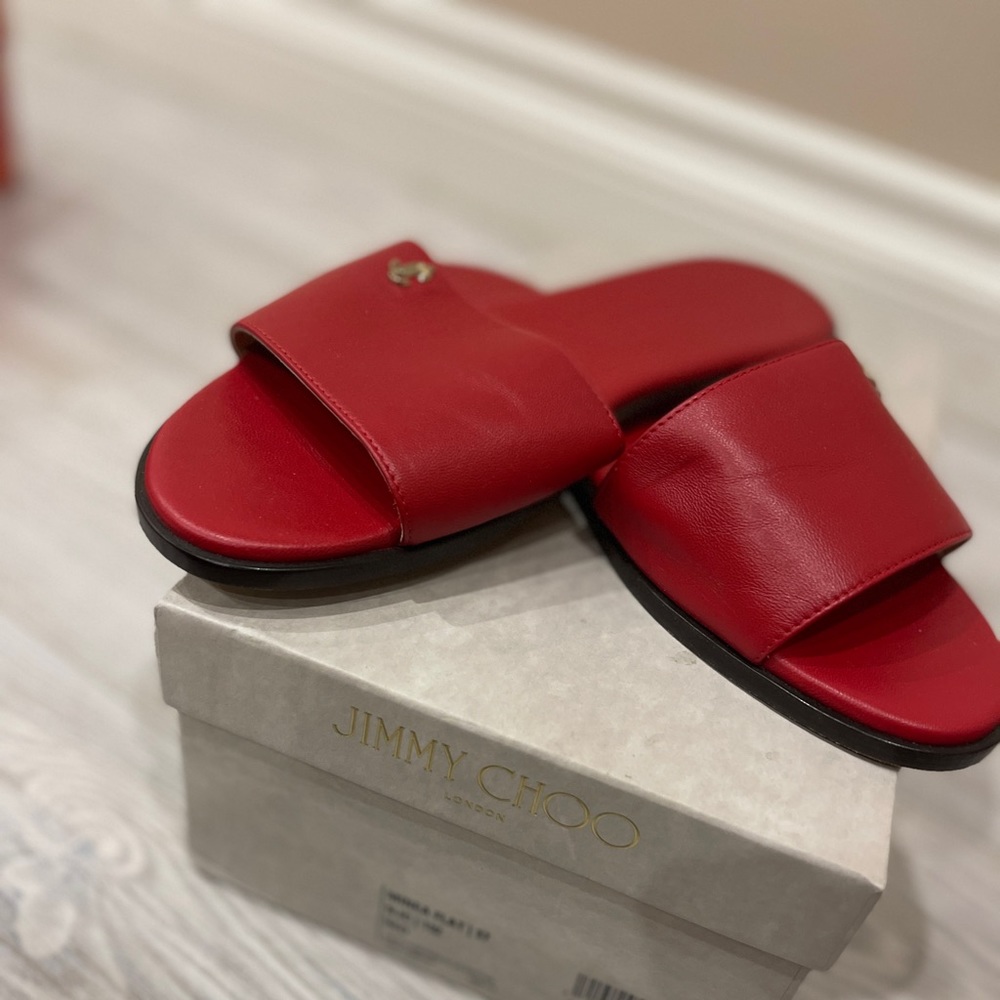 🔥Jimmy Choo Minea Flat/ Red/ size 7🔥